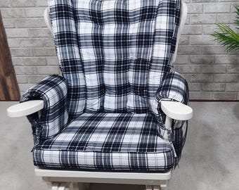 Custom Rocking Chair Cushion Set: Wingback Glider Pad, Porch Decor