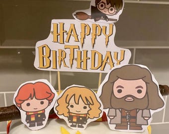 Adornos para tarta de cumpleaños de magos, decoraciones imprimibles (PDF)