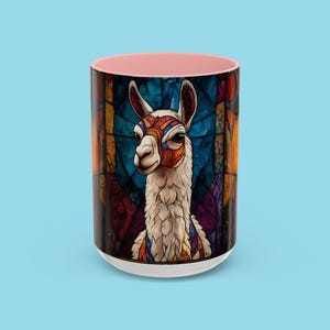 Stained Glass Llama Ceramic Coffee Mug - Animal Lover Gift