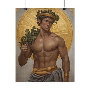 Poster, Dionysus Greek God of Festivity, Olympian God Poster inspired by Michelangelo, Wall Art Print, Home Decor, Mythology Gift, Bacchus