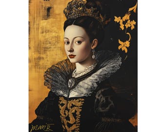 Rolled Posters, Mary Queen of Scots Portrait, Black Gold Wall Art