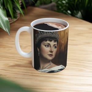 Caneca de cerâmica da imperatriz Josephine, retrato preto e dourado, citação de carta, 11 onças, 15 onças, história francesa, presente histórico, xícara de café, exclusivo