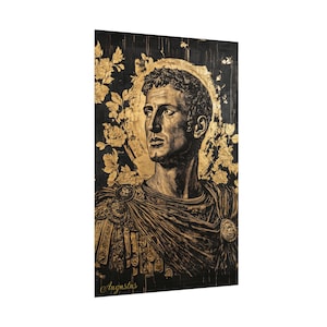 Augustus Caesar Portrait Poster: Black and Gold Ancient Rome Art image 8