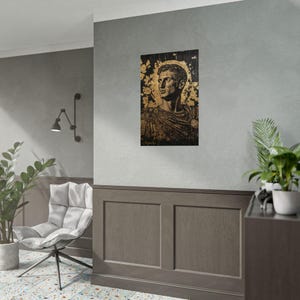 Augustus Caesar Portrait Poster: Black and Gold Ancient Rome Art image 10
