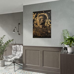 Augustus Caesar Portrait Poster: Black and Gold Ancient Rome Art image 5