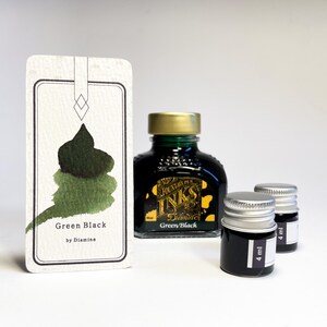 Green Black Ink by Diamine - 80 ml Ink Bottle & 4 ml Sample for Calligraphy, Fountain Pen, Art, Writing