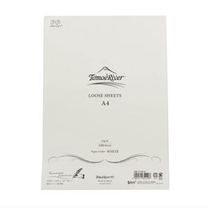 May include: A white A4 loose leaf paper pad with the text "Tomoe River" and "LOOSE SHEETS A4" printed on the front. The paper is 52g/m and comes in a pack of 100 sheets.