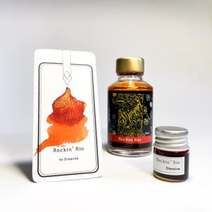 Rockin' Rio Shimmering Ink van Diamine - als inktmonster van 4 ml en inktpotje van 50 ml - oranje inkt voor vulpennen met glans