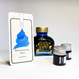 Mediterraanse blauwe inkt standaardinkt - inktmonster en inktpot