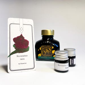 November regenglans Inkt van Diamine - als inktmonster en inktpotje - Groene inkt voor vulpennen