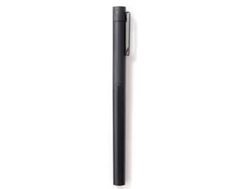 May include: A black pen with a silver clip. The pen is made of metal and has a sleek, modern design.