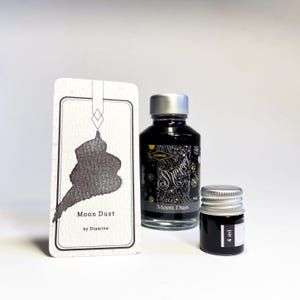 Moon Dust Shimmering Ink van Diamine - als inktmonster van 4 ml en inktpotje van 50 ml - grijze inkt voor vulpennen met glans