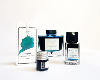Pilot iroshizuku ku-jaku blauwgroene vulpeninkt - inktfles 15 ml, 50 ml en 4 ml inktmonster