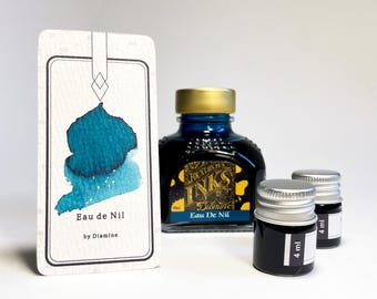 Eau de Nil Ink di Diamine - Flacone di inchiostro da 80 ml e campione da 4 ml per calligrafia, penna stilografica, arte, scrittura