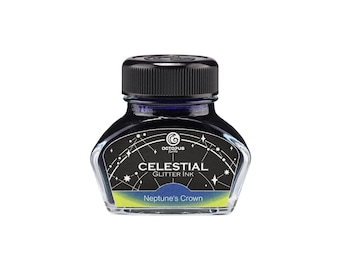 Neptune's Crown - Glitterinkt voor vulpennen van Octopus Fluids - Diepblauw met gouden glans - in een inktpot of als inktmonster