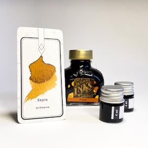 Sepia Füllhaltertinte von Diamine - Beige/Braune Füllhaltertinte Tinteprobe und Tintenfass - Qualität Tinte für Kalligraphie & Schreiben
