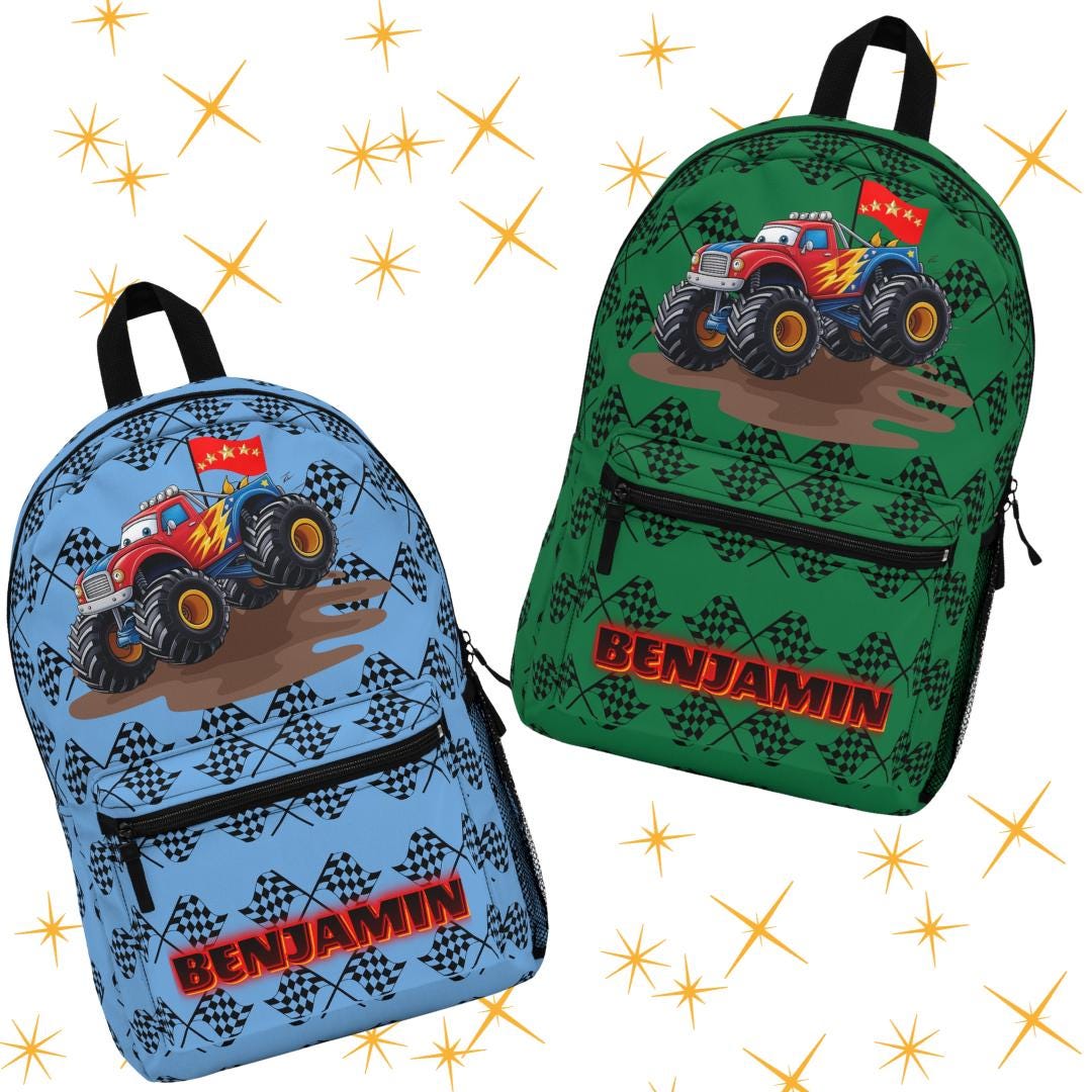Fun Rucksacks Truck Backpack Monster Fun Kids School Bag, Durable Travel Knapsack ...