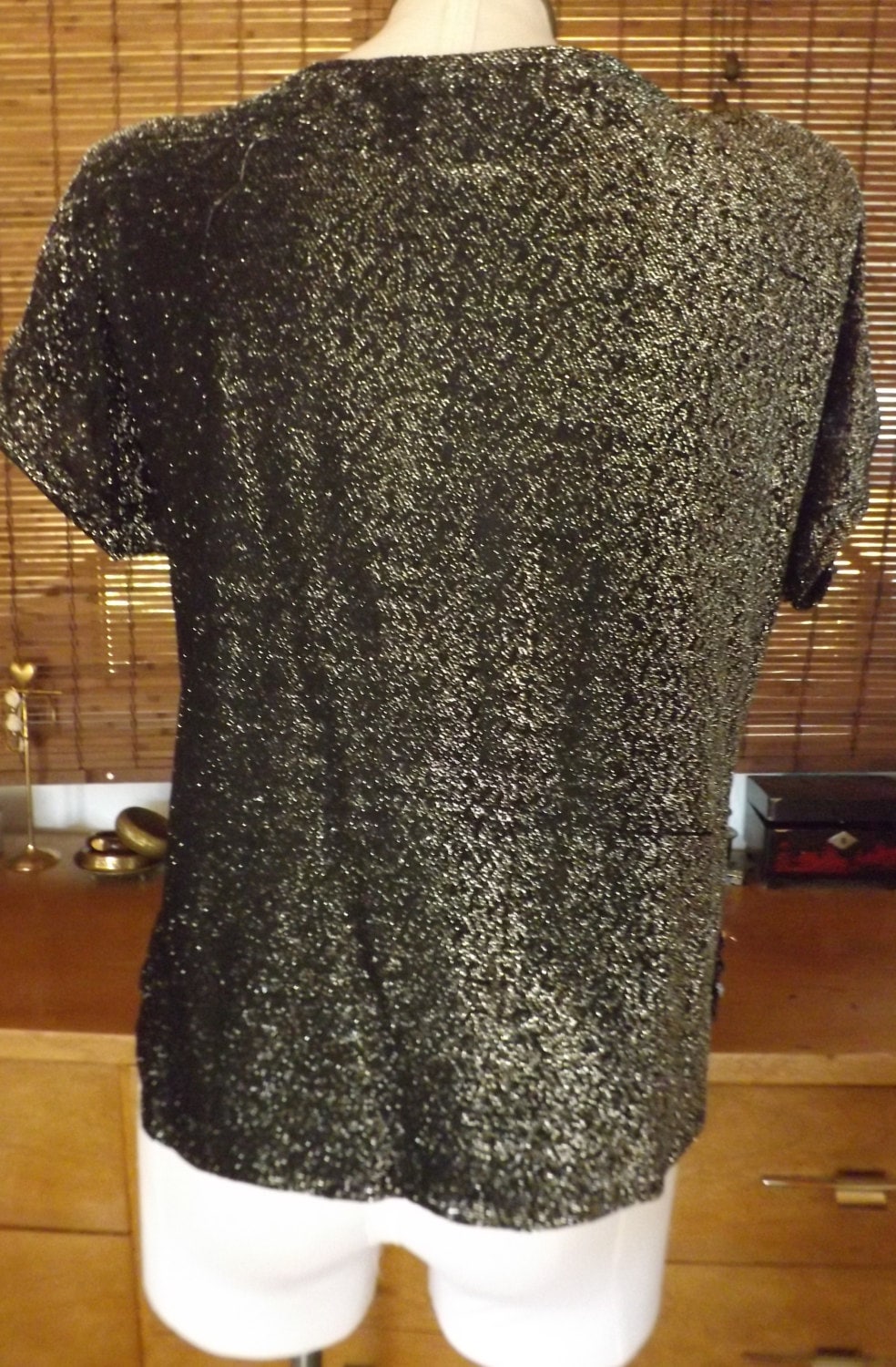 Vintage Silver and Black Sequin and Metallic Cap Sleeve Blouse - Etsy