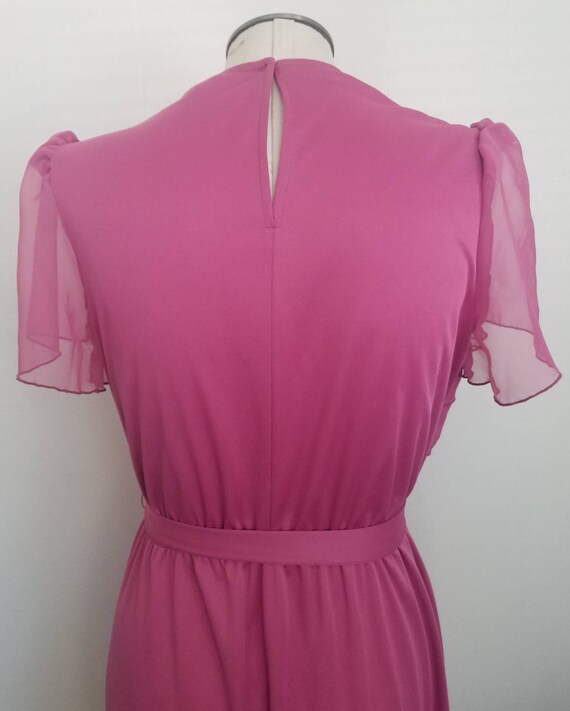 Vintage 70s 80s Dusty Rose Asymetrical ruffled Bi… - image 4