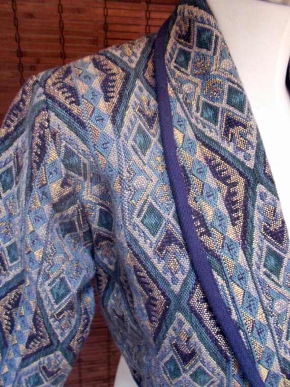 Vintage Blue South Western Tribal Woven Cropped J… - image 3