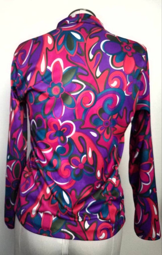 Vintage 70s Psychadelic Floral Swirl Mandarin Col… - image 3