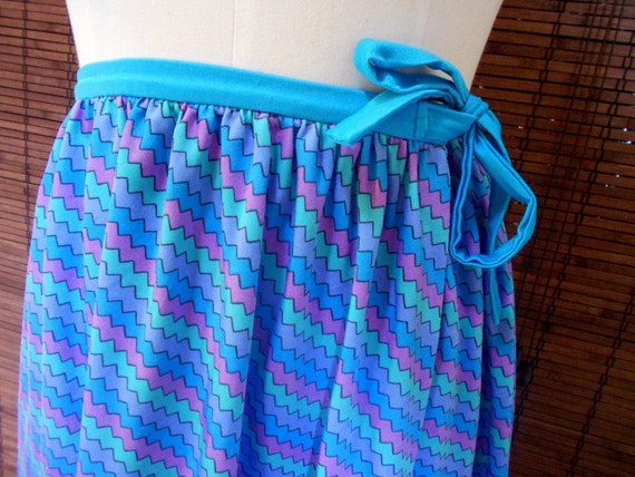 Vintage Turquoise and Lavender Zig Zag Disco Midi… - image 2