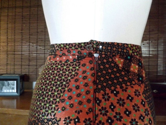 Vintage Calico Patchwork Print Boho Maxi Skirt S-M - image 4