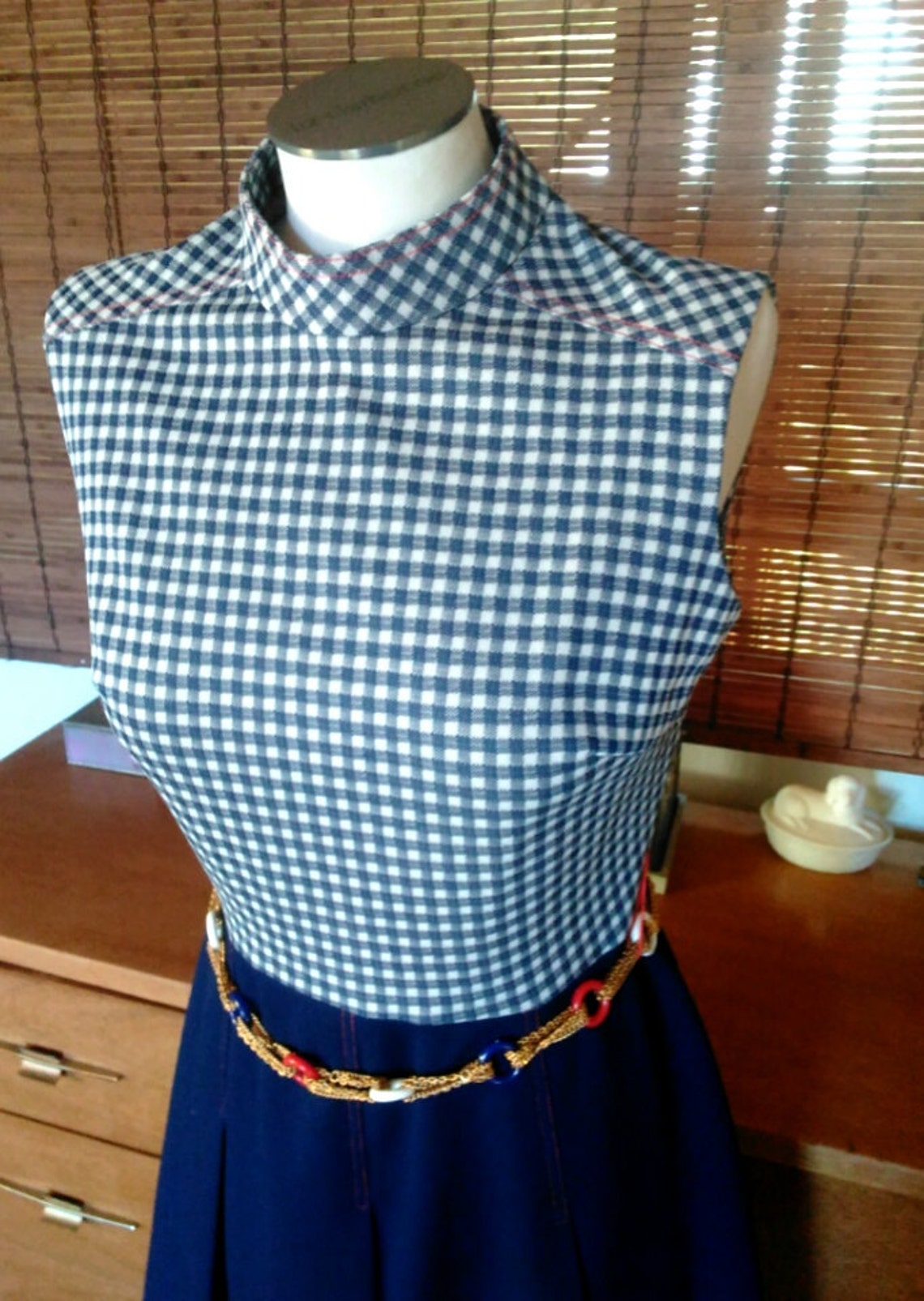 navy checkered pants