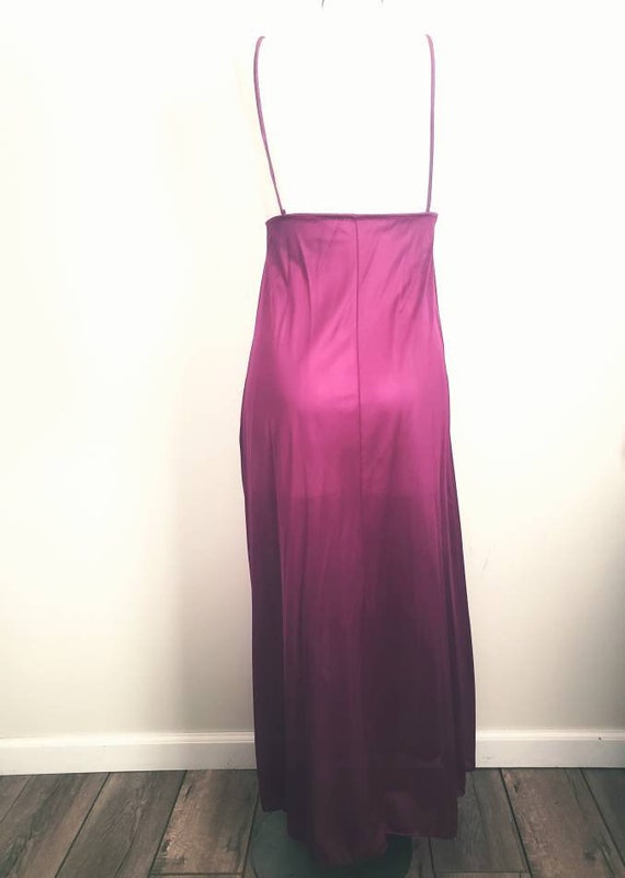 Vintage 80s Mauve Lace maxi Camisole night Gown a… - image 4