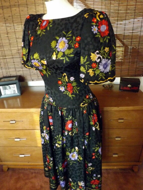 Vintage 8090s Silk Tapestry Floral and border Print Bubble Etsy