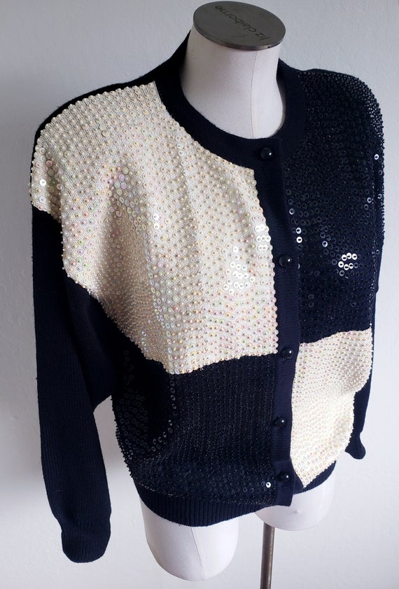 Vintage 80s Colorblock Black and White Iridescent 