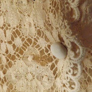 Vintage 70s Beige Lace Skirt and Sheer lace blazer suit S Free Shipping image 4