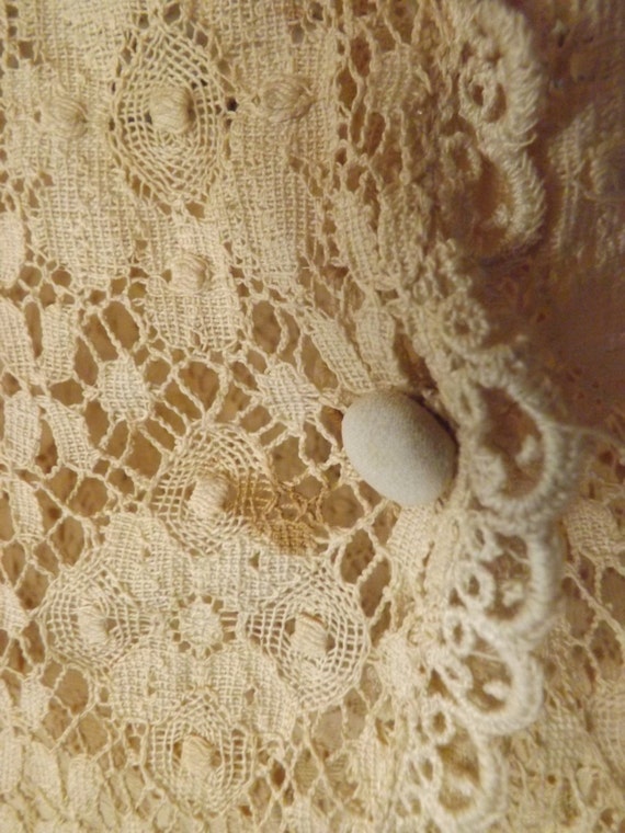 Vintage 70s Beige Lace Skirt and Sheer lace blaze… - image 4