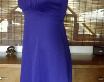 Vintage 60s Jeweled Purple High neck Empire waist Mod Maxi Dress S - M