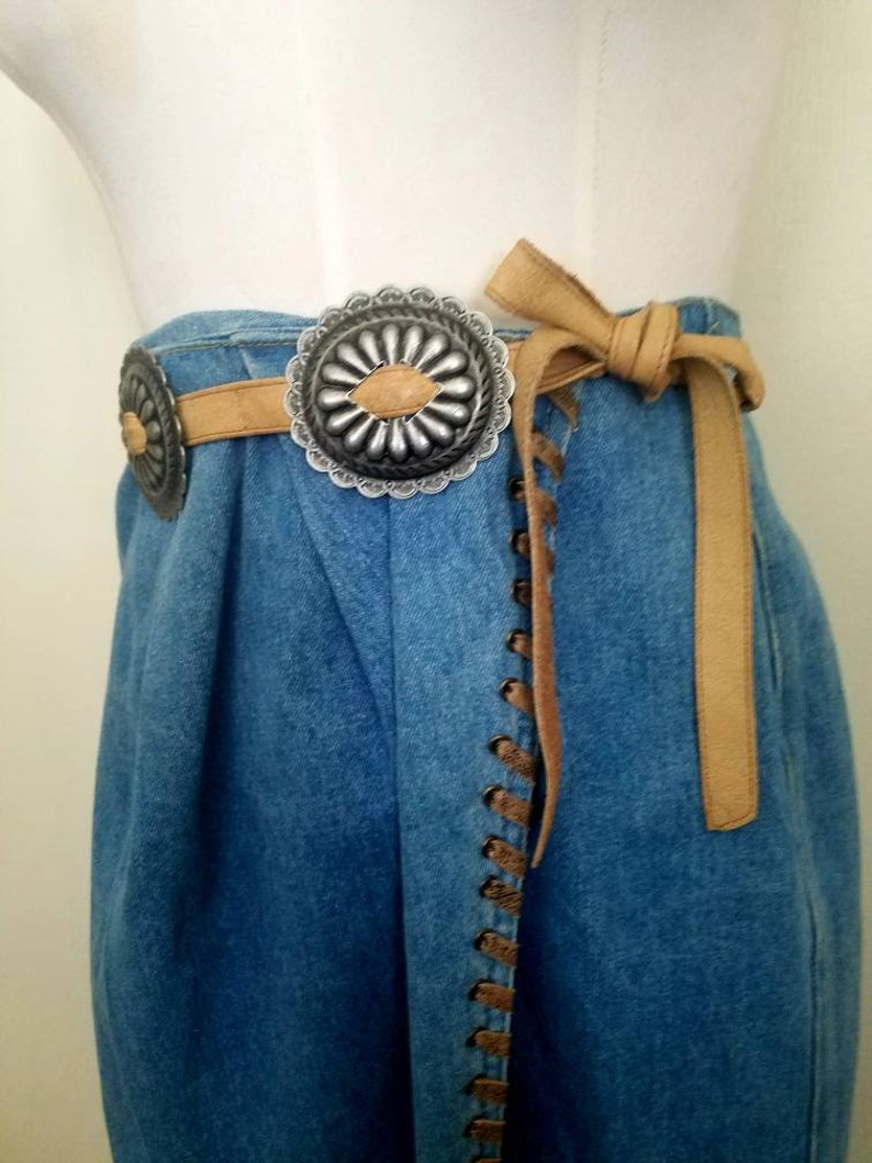 Vintage 90s western denim Wrap MIDI Skirt M image 4