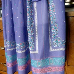 Vintage Near Sheer Lavender Floral Border Print Boho Disco Dress M/L Free shipping image 3