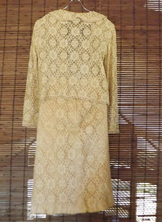 Vintage 70s Beige Lace Skirt and Sheer lace blaze… - image 2