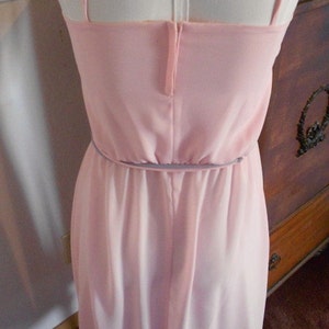 Vintage 80s near sheer Pink and Grey 2pc Flutter sleeve crop jacket and Chiffon Pleated Disco Dress S image 4