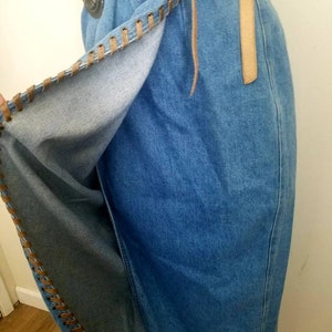 Vintage 90s western denim Wrap MIDI Skirt M image 3