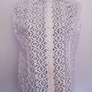 Vintage 50s Cream Lace Sleeveless Button-down Blouse M image 6