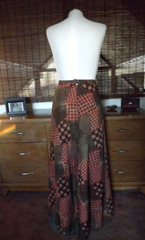 Vintage Calico Patchwork Print Boho Maxi Skirt S-M - image 2