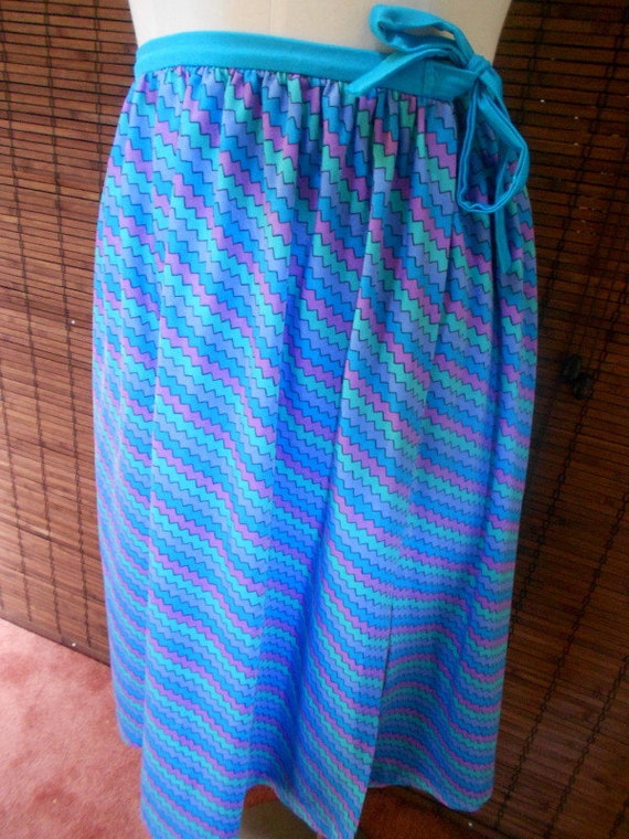 Vintage Turquoise and Lavender Zig Zag Disco Midi… - image 4