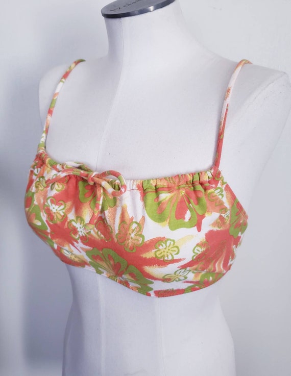 Vintage 90s does 50s tropical bikini top M L