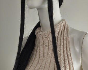 Shell top - handmade viscose blend see through backless beige top