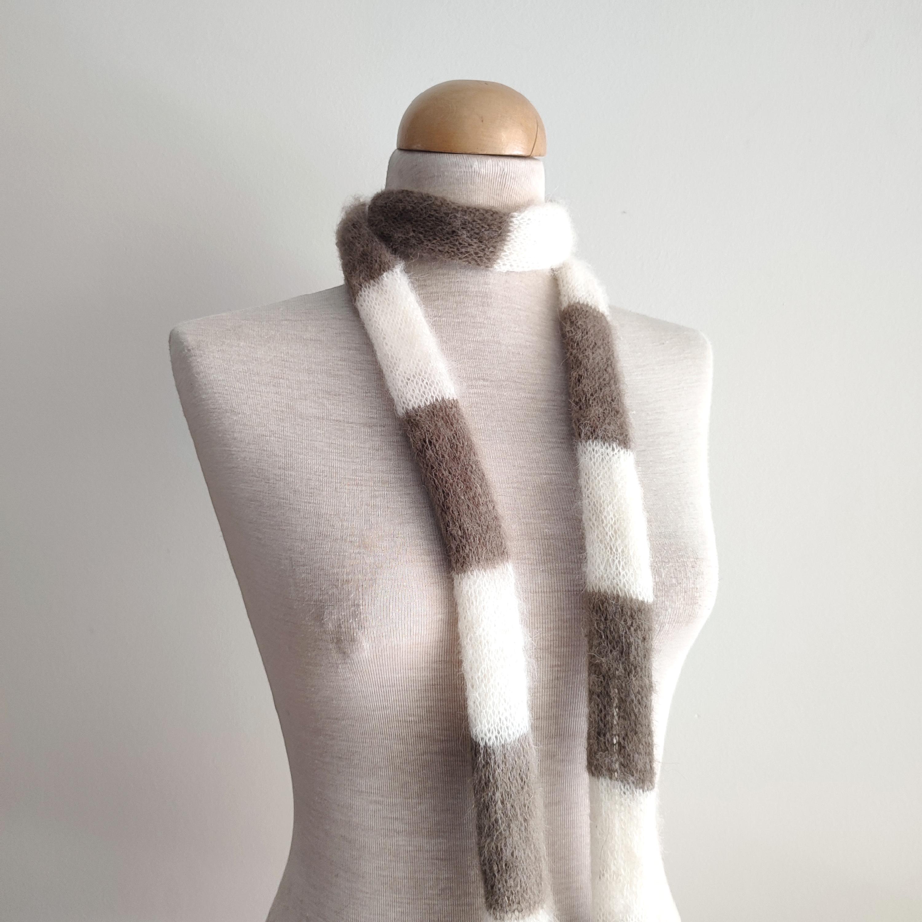 Stripe Mohair Wide Top and Scarf（Khaki） Giant Mohair Scarf - Turk Orange Block | Foxford Woollen Mills