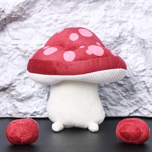 Plush Mushroom Toy for Gamers Kawaii Soft Toadstool Plushie Gift for Fantasy Fans Collectors Cozy Gamer Room Decor Video Gamer Birthday Gift