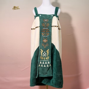 Zelda Bath Towel Robe Ancient Hero Bathrobe Cosplay Yukata, Handmade Costume Prop BOTW LOZ Gaming Fan Gamers Birthday Day Gift for Her