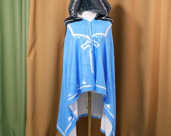 Zelda Badetuch Robe Link&#39;s Kapuzendecke Umhang Cape mit Einzigartiger Signature Crest Kostüm Prop BOTW Gaming Fan Gamer Geburtstagsgeschenk