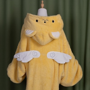 Cozy Cardcaptor Sakura Kero-chan Pajamas Soft Coral Fleece Sleepwear for Anime Fans 90s Anime Pajama Set Anime Lover Gift Couple Nightwear