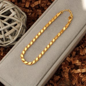 14k Gold Bracelet, Solid Gold Bracelet, Minimalistic Chain for Women, Real Gold Stacking Bracelet, Handmade ,Valentines Gift